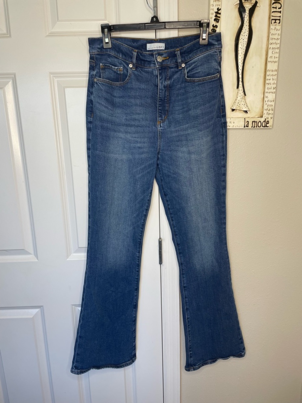 LOFT Flare Jeans Women 29 Soft Girl Y2K Retro Mid Rise Bootcut Denim Blue